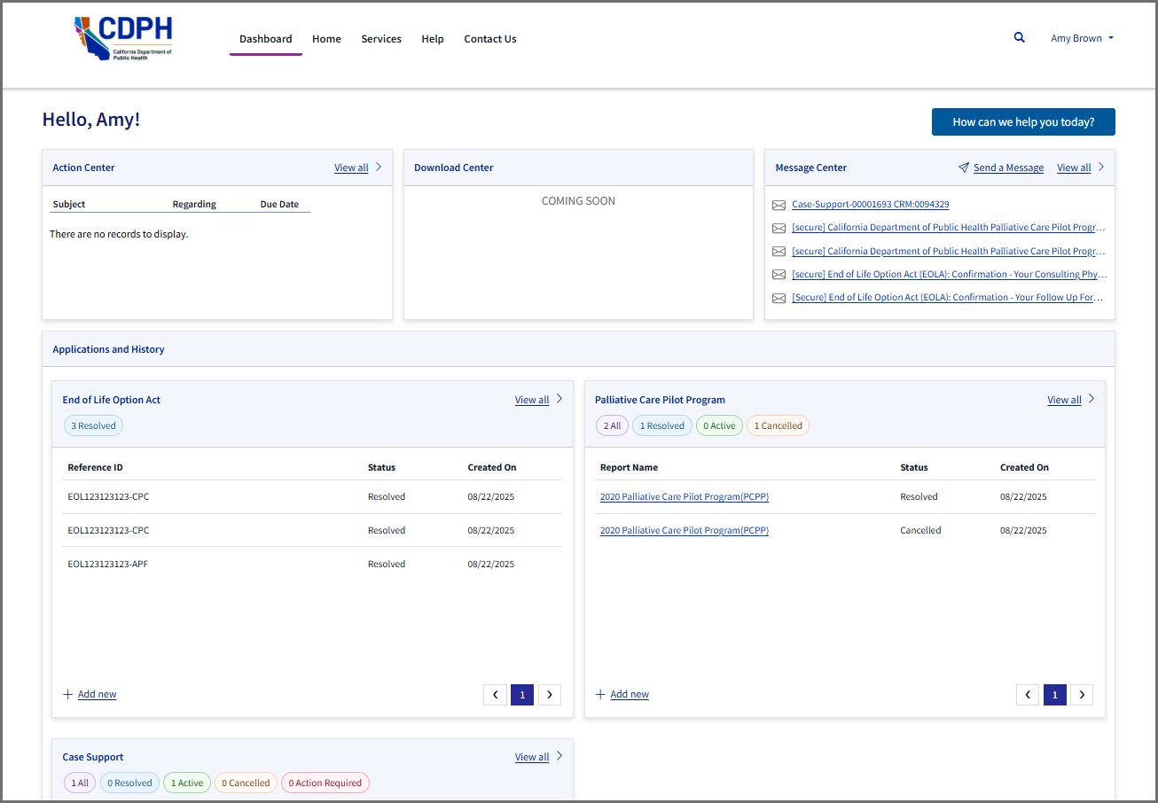 Image of user dashboard sample